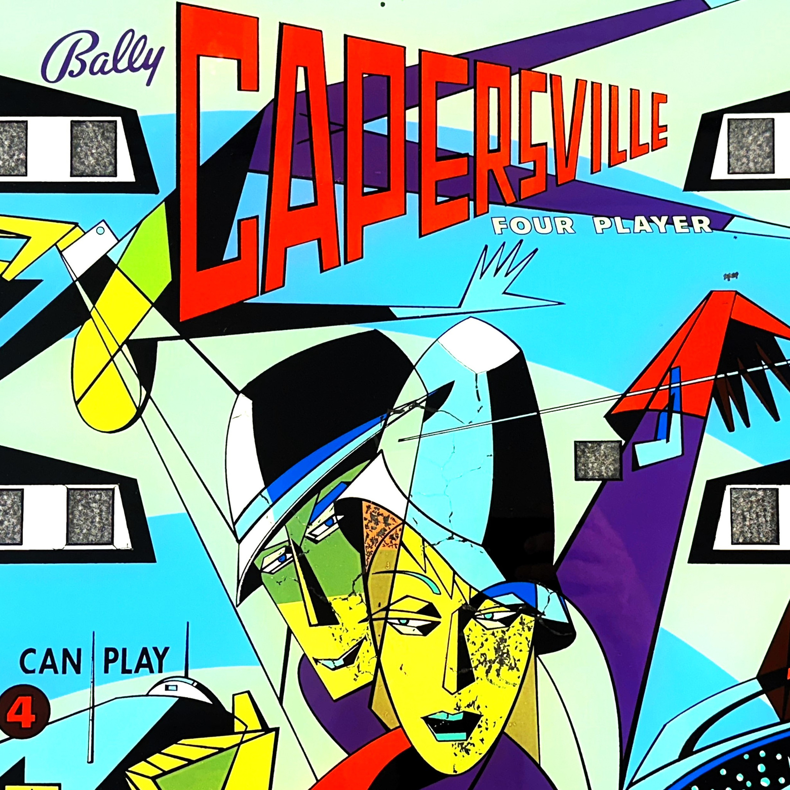 Bally Capersville Pinball Machine Game Backglass ORIGINAL