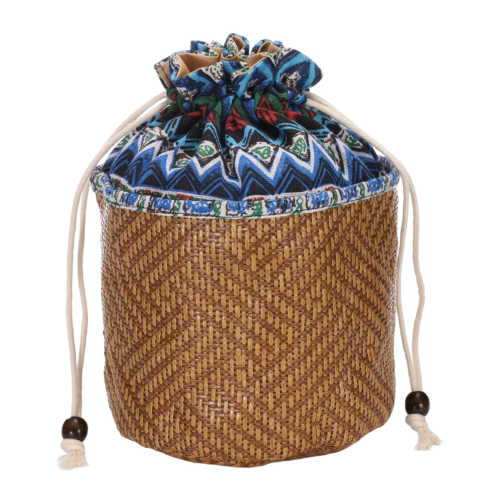 Teapot Travel Drawstring Bag, Weaving Teapot Storage Bag, Bright Blue