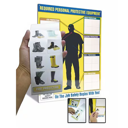 Accuform Ppe248 Chart And Label Booklet Kit, 24 In H X, 18 In W, Plastic, Vinyl