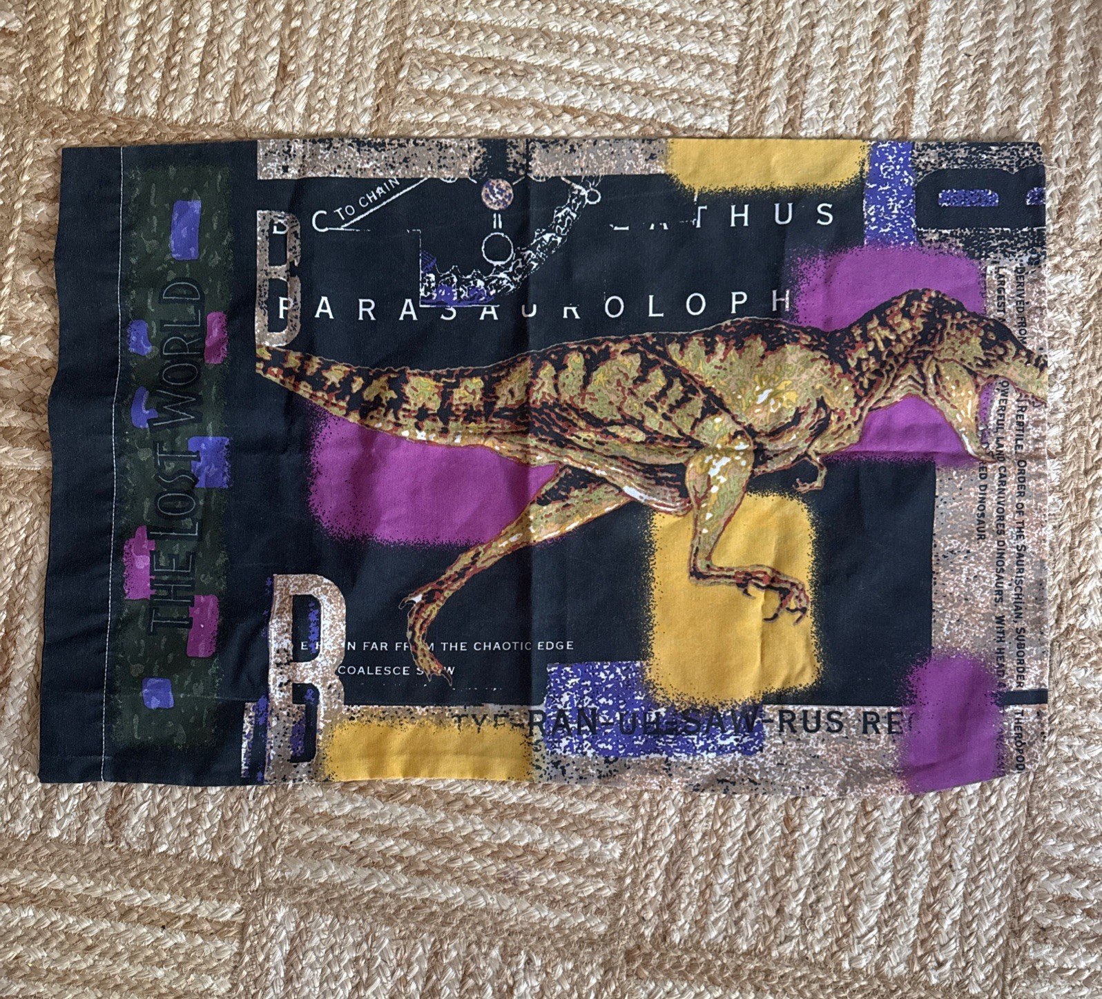jurassic park The Lost World Double Sided Pillow Case Dinosaur 1996