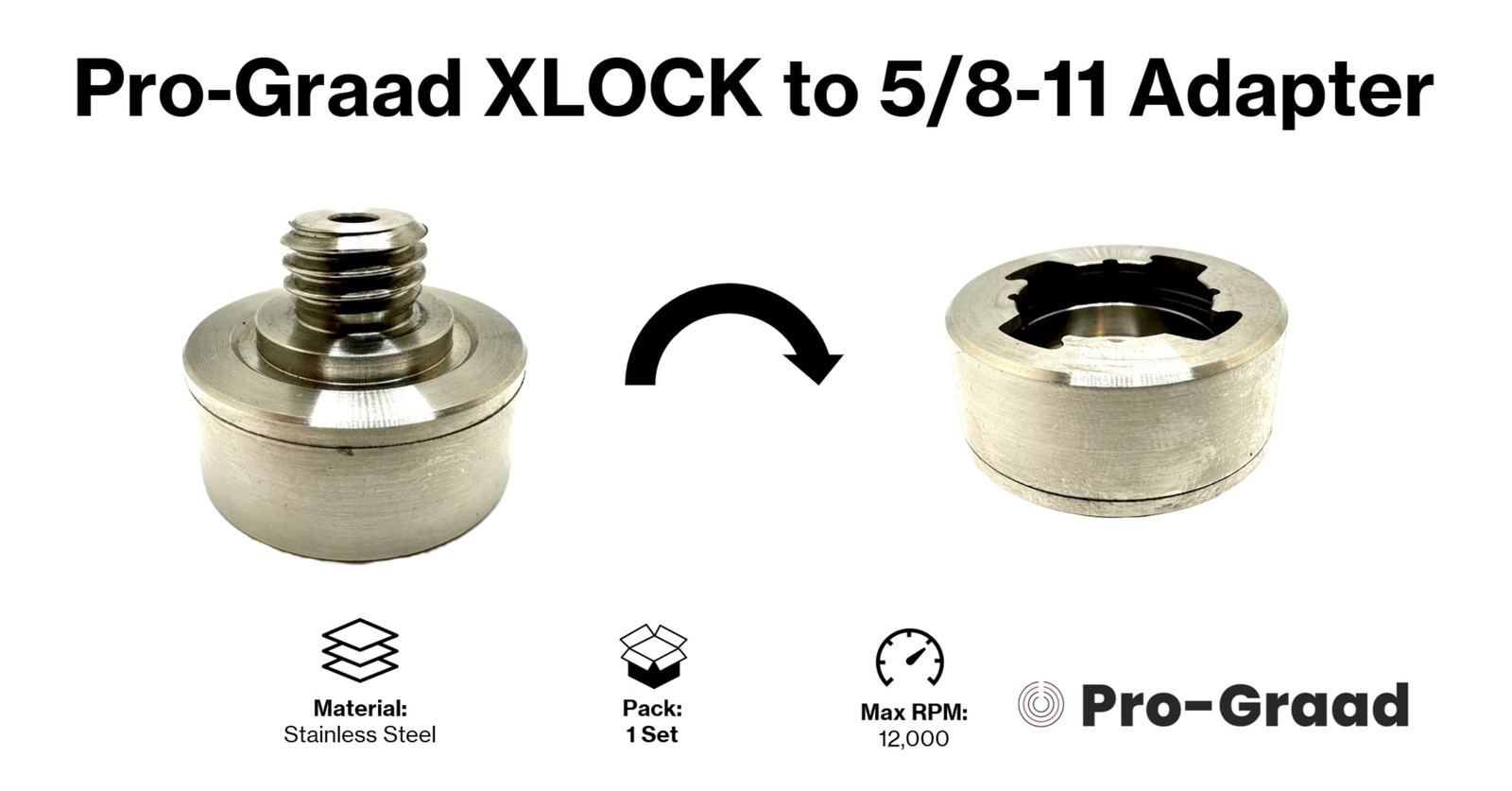 Adapter for XLOCK to 5/8-11 Thread, Includes Flange Lock Nut, for Angle Grind...