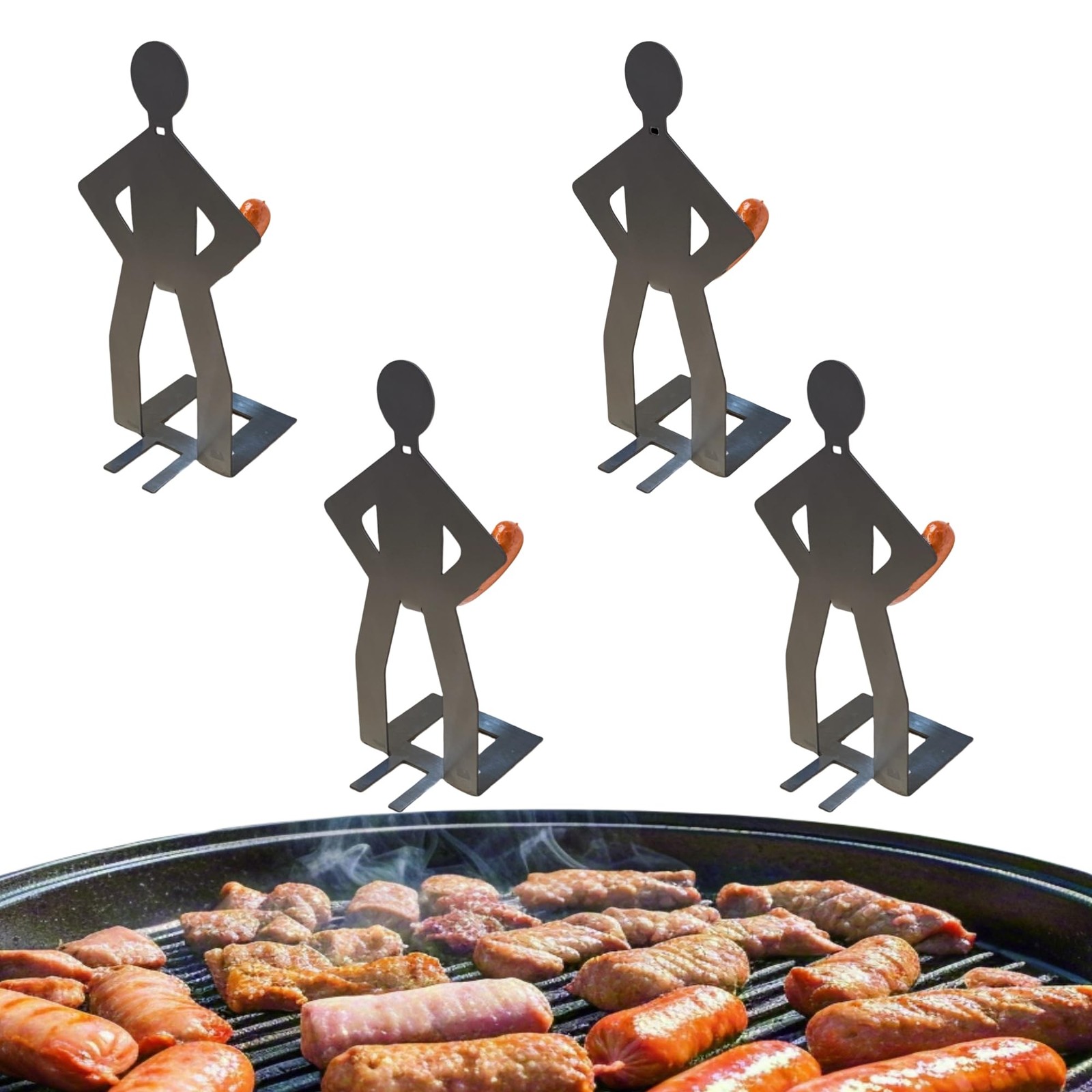 natalieenati 4 PCS Funny BBQ Stand Man Hot Dog HolderReusable Stainless Steel...