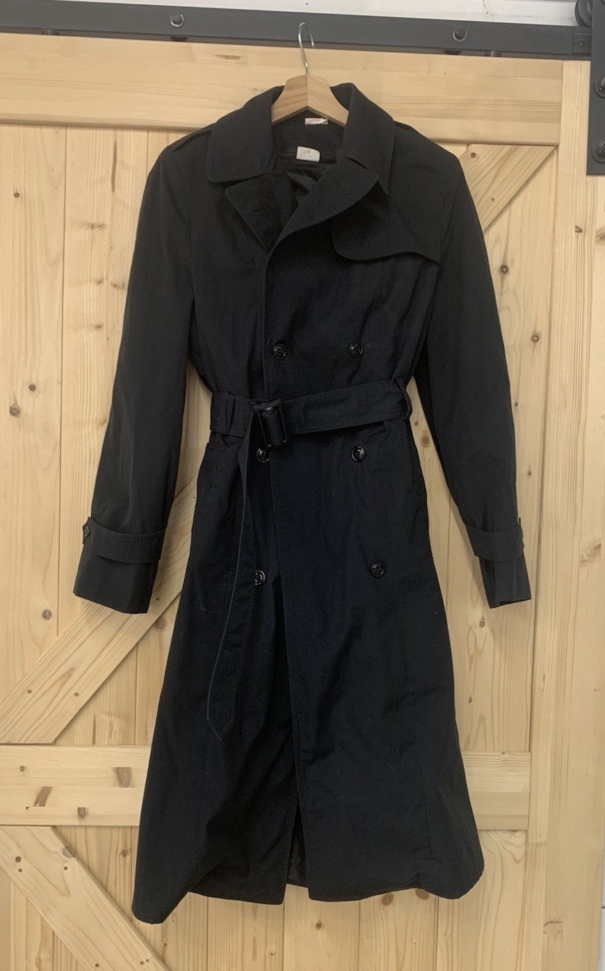 US ARMY MILITARY COAT ALL WEATHER BLACK TRENCH JACKET Size 14R WITH LINER