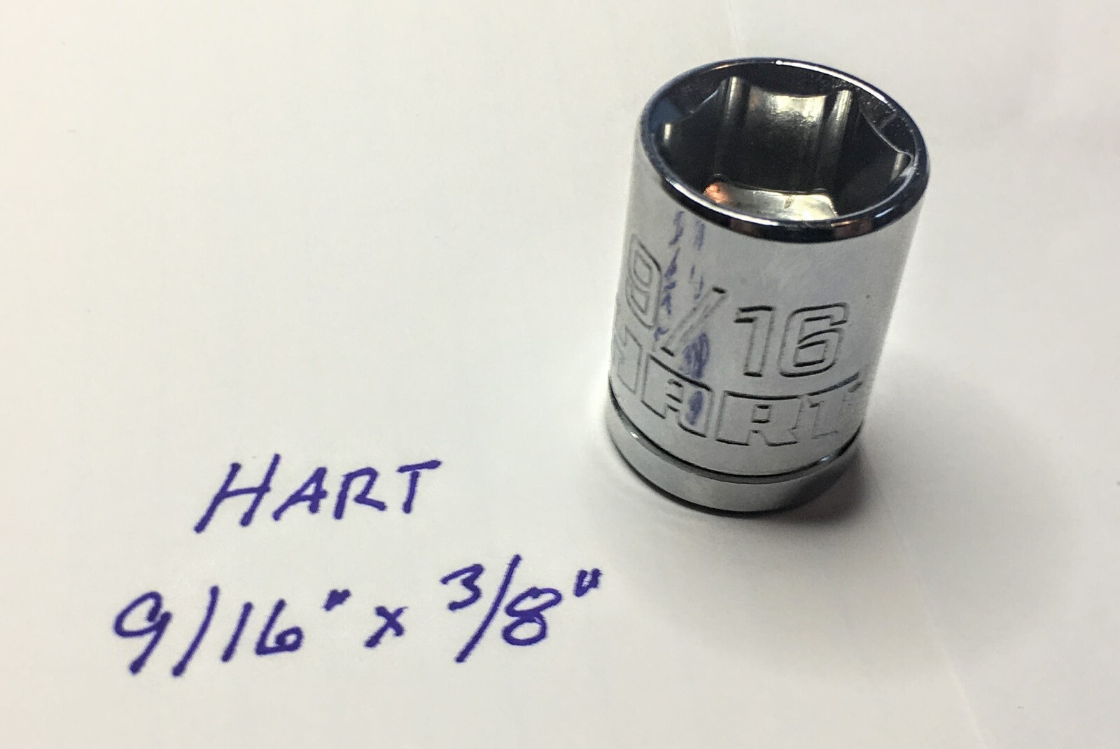 Hart 9/16" x 3/8"  Standard Socket  Chrome  6 Pt Free USA Shipping