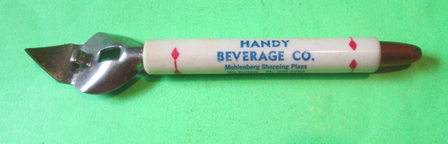 VTG  HANDY BEVERAGE CO BEER SODA CAN BOTTLE OPENER PH 929 2292 MUHLENBERG PLAZA