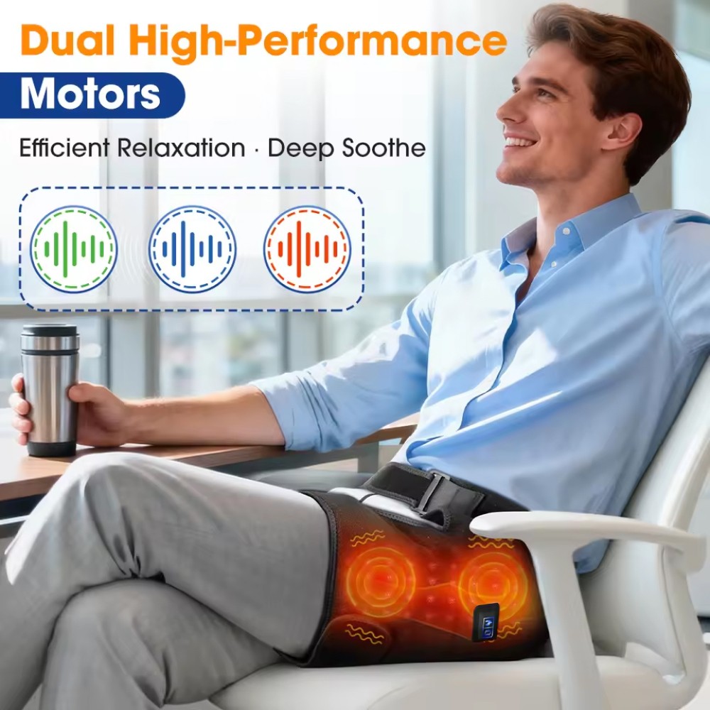 USB Heated Massage Waist Hip Support Brace Heating Pad for Sciatica Pain Relief