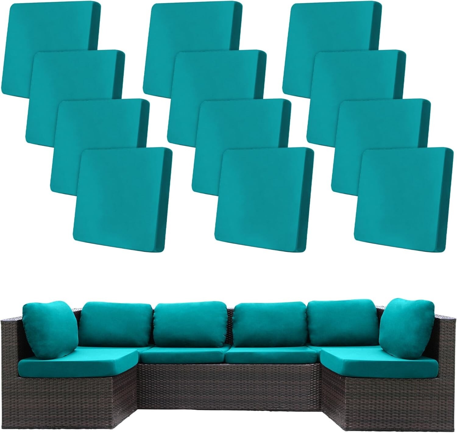 12 Pcs Stretch Patio Cushion Covers,Outdoor Couch Covers Replacement,Outdoor ...