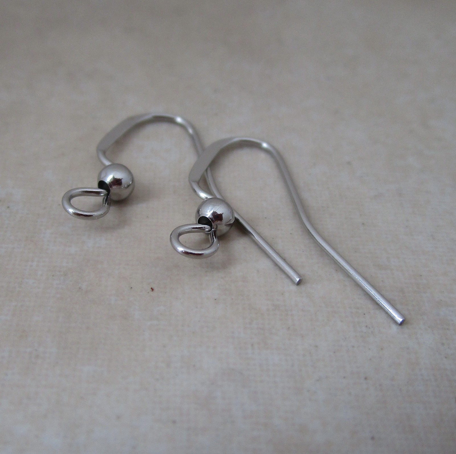 24 stainless steel angular flat earring hooks 304 hypoallergenic 22 gauge