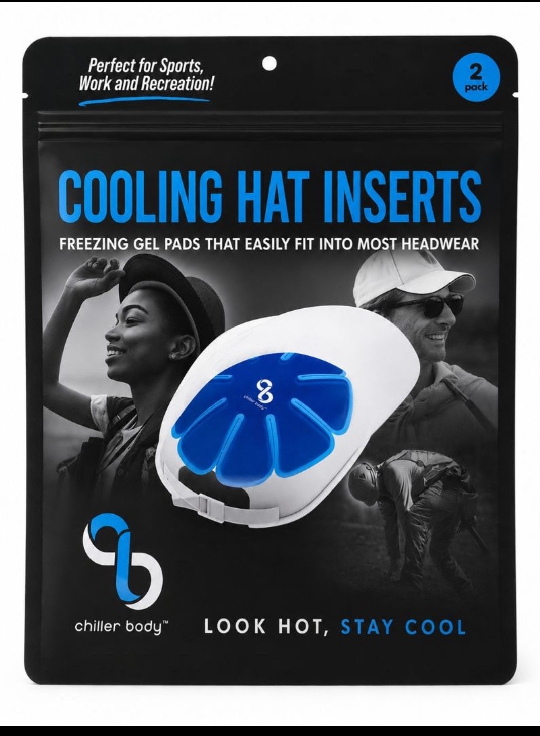 ChillerBody Reusable Cooling Hat Insert for Hard Hats, Helmets, Caps & More