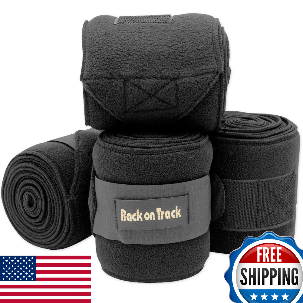 Back on Track Polo Leg Wraps Fleece Pair Black Size 9 Therapeutic