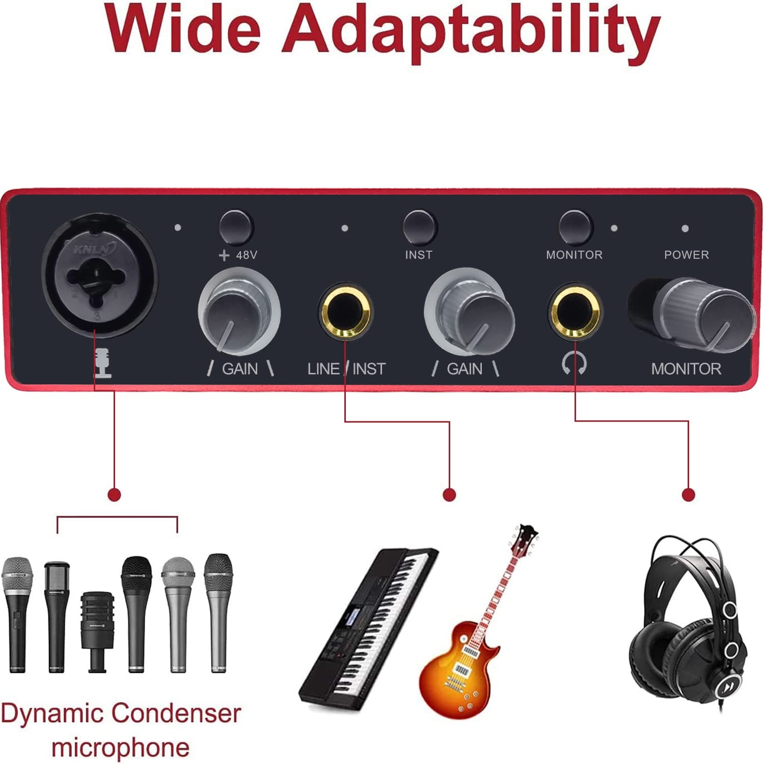 Audio Interface USB Audio Interface with Mic Preamplifier USB Audio Mixer Rec...