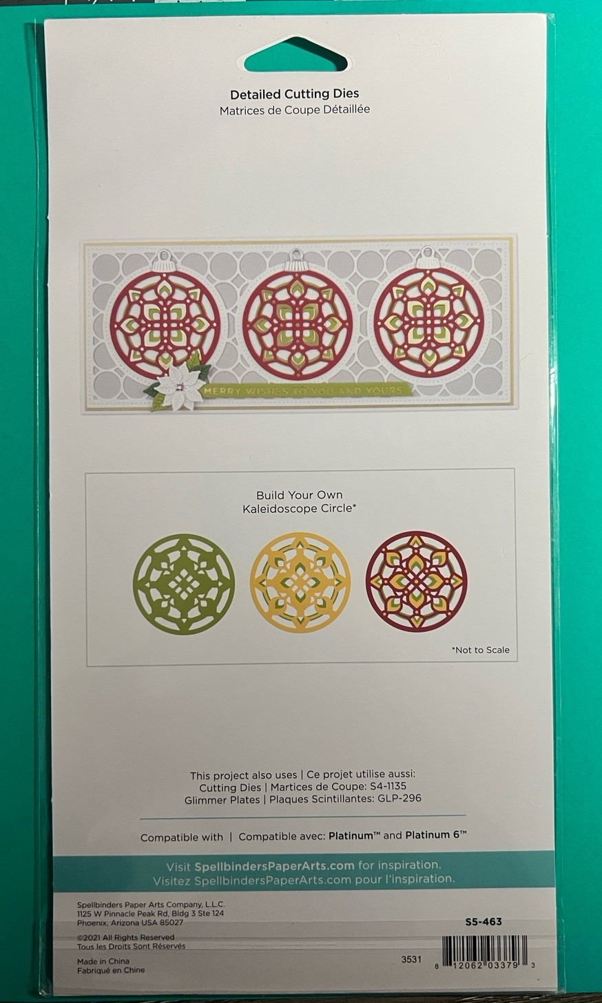 Spellbinders Circle Kaleidoscope Christmas Bulbs Slimline Cutting Dies