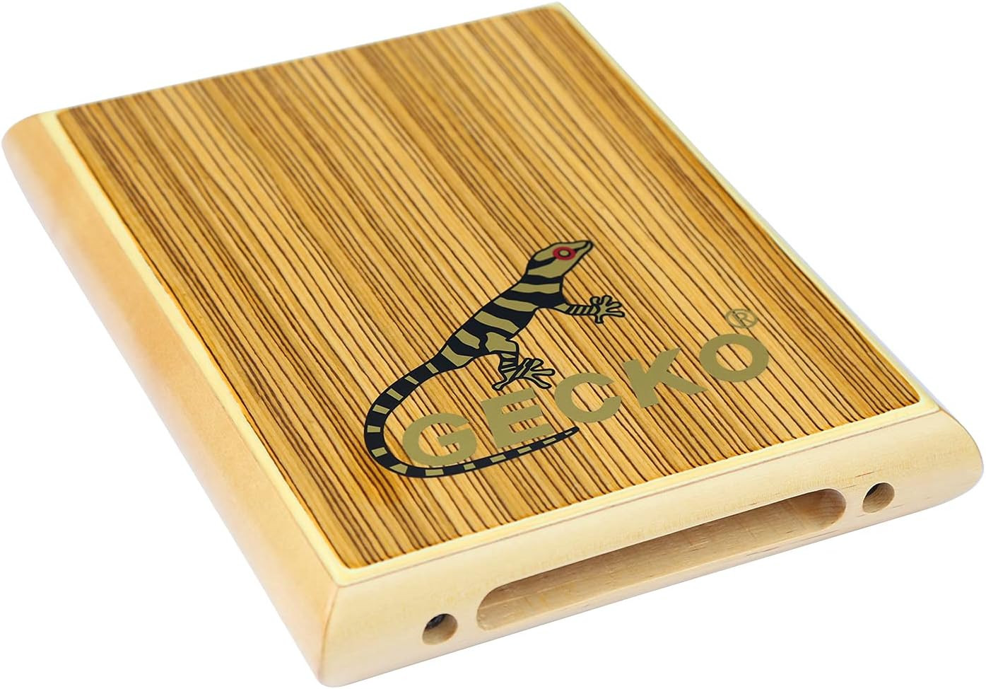GECKO Travel Cajon, Zebra Wood Percussion Instrument with Internal Guitar String