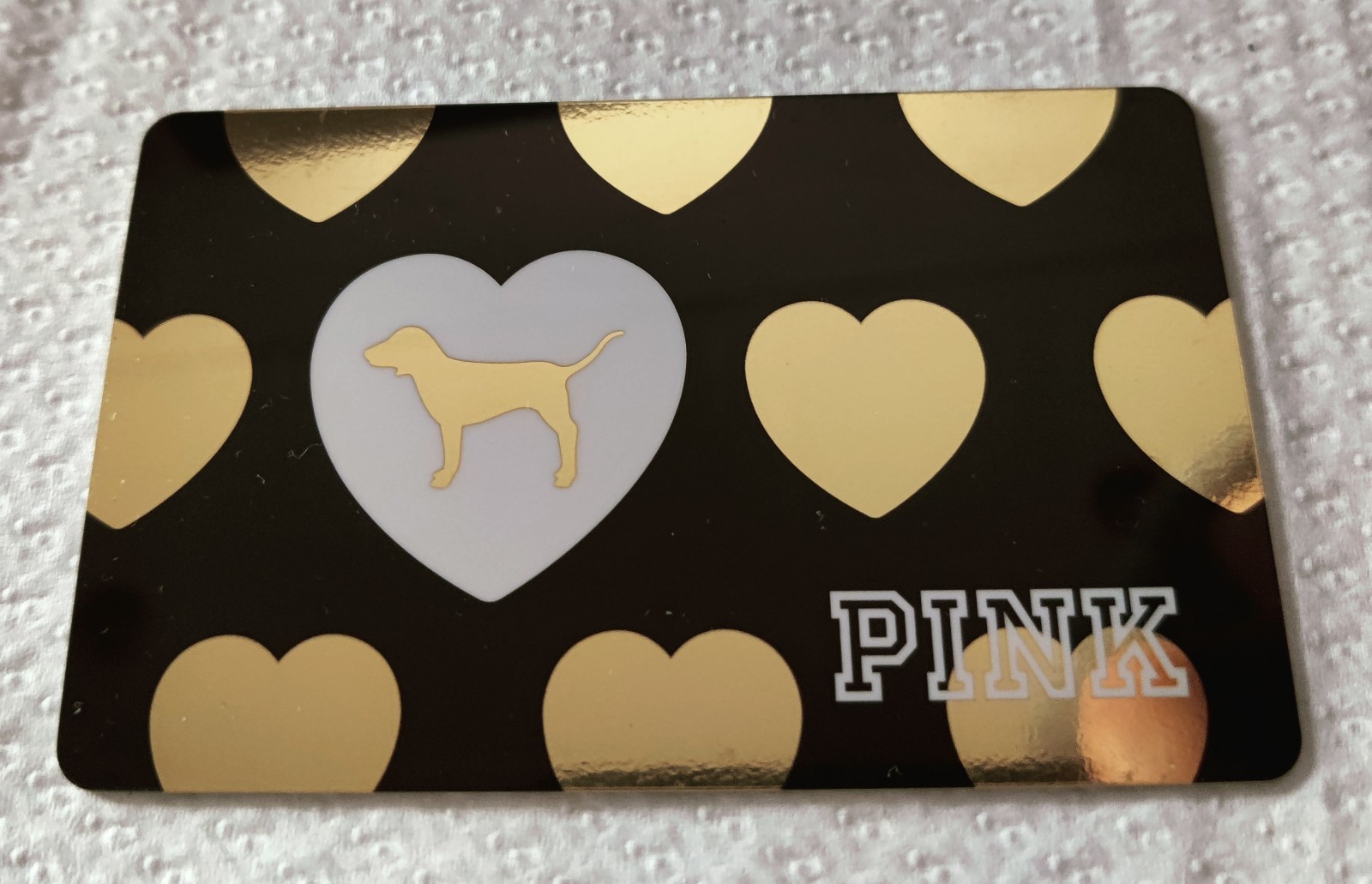 RARE VICTORIA SECRET PINK COLLECTIBLE CARD Victoria's Gold Heart Dog