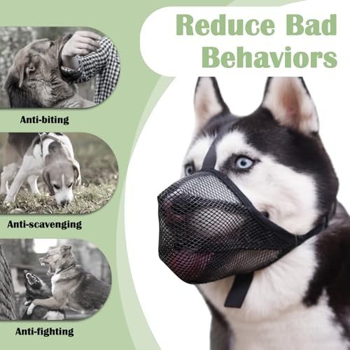 Dog Muzzle, Soft Mesh Muzzle for Small Medium S [Snout Cir: 8.5"-9.5"] Black