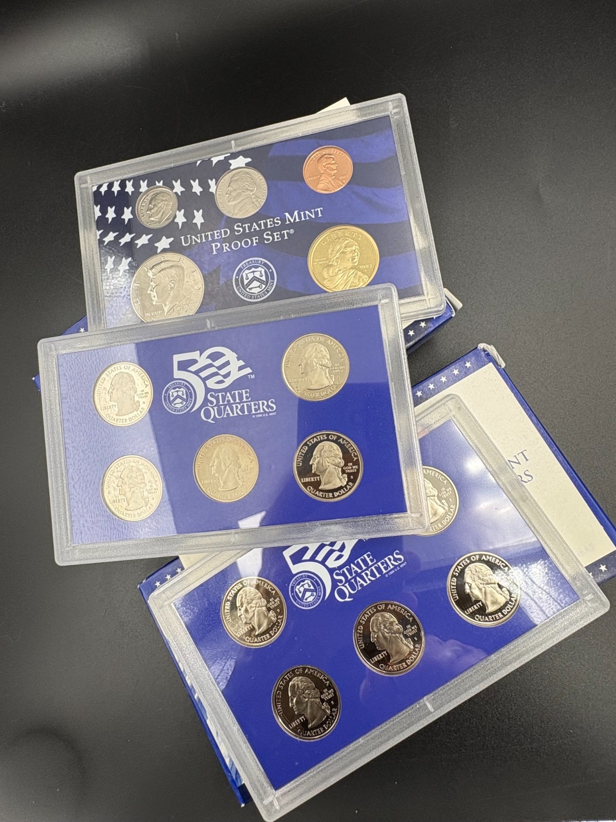 Six 2003 US Proof Sets 3 Regular and 3 50 State Quarters