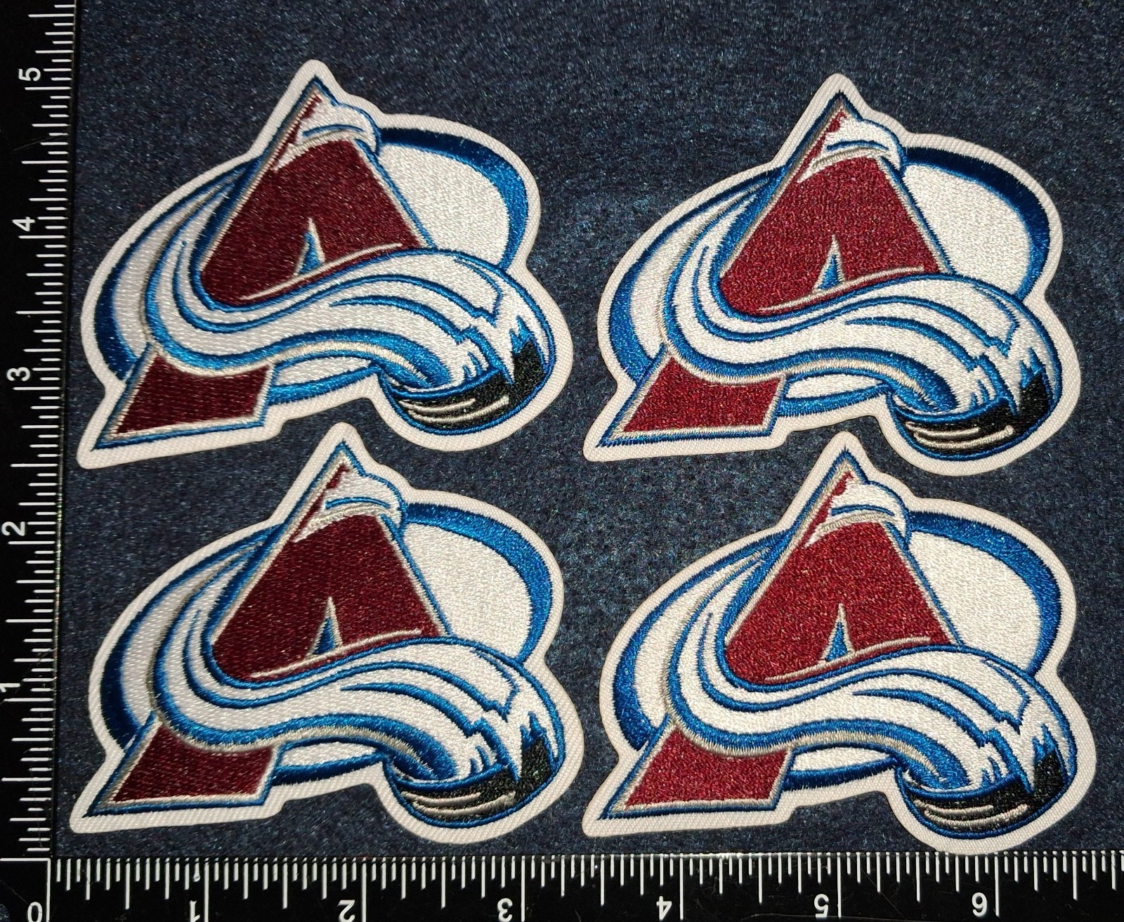 4 qty COLORADO AVALANCHE IRON ON EMBROIDERED PATCH