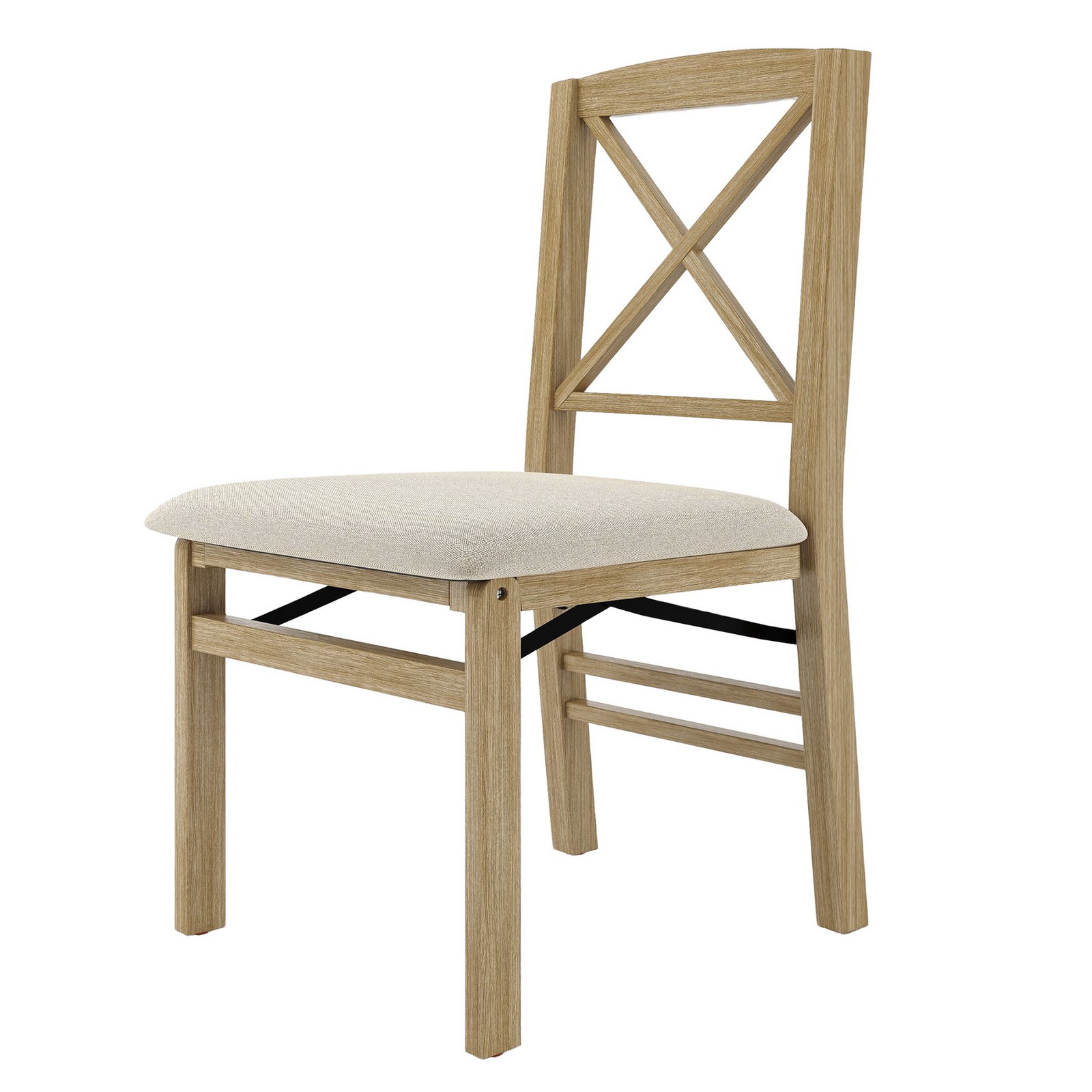 Folding Dining Chairs Set of 2 Upholstered Solid Wood Coffee Shop Chair X-Back