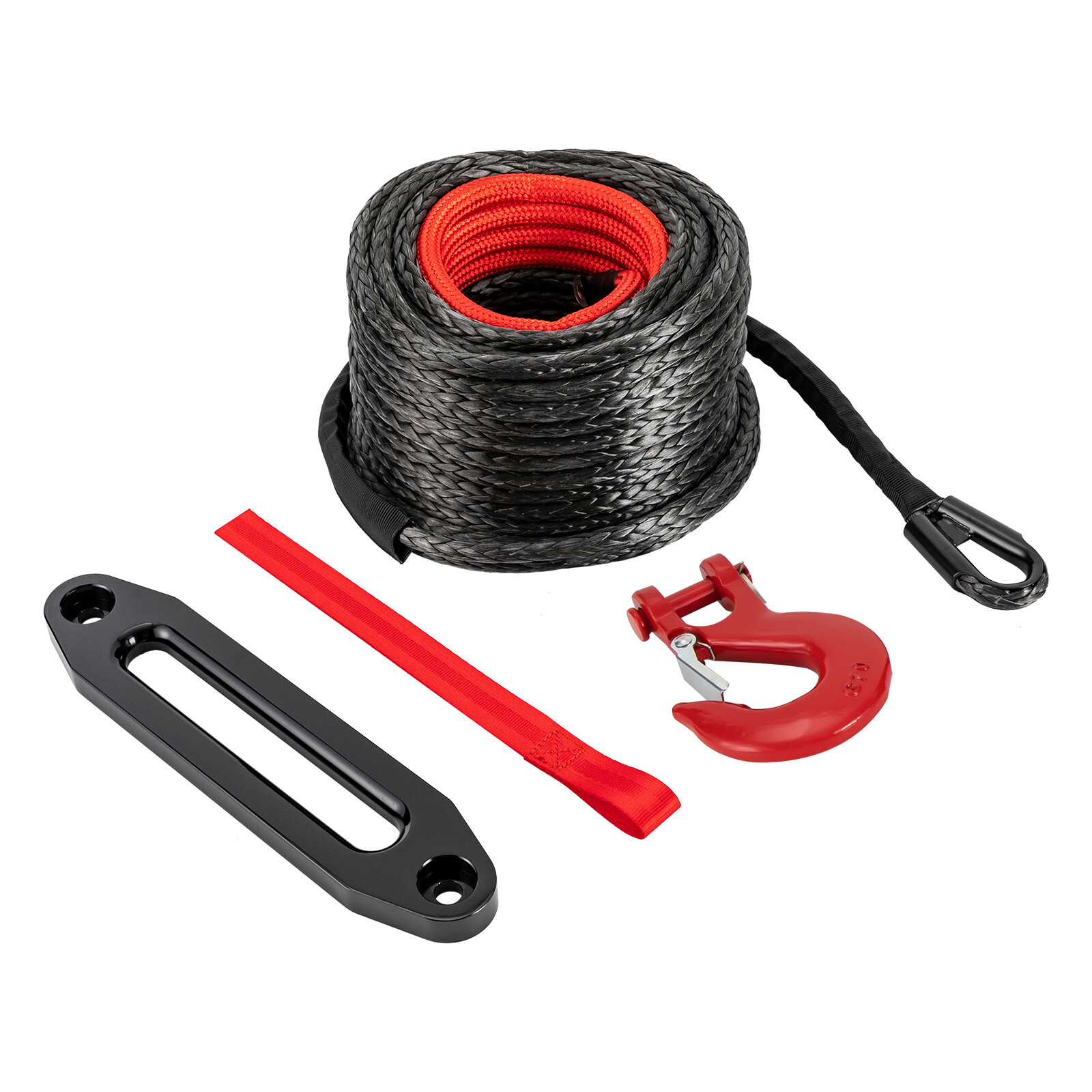 1/2"x92' Synthetic Winch Rope with Hook, Winch Cable w/Safety Pull Strap HOT