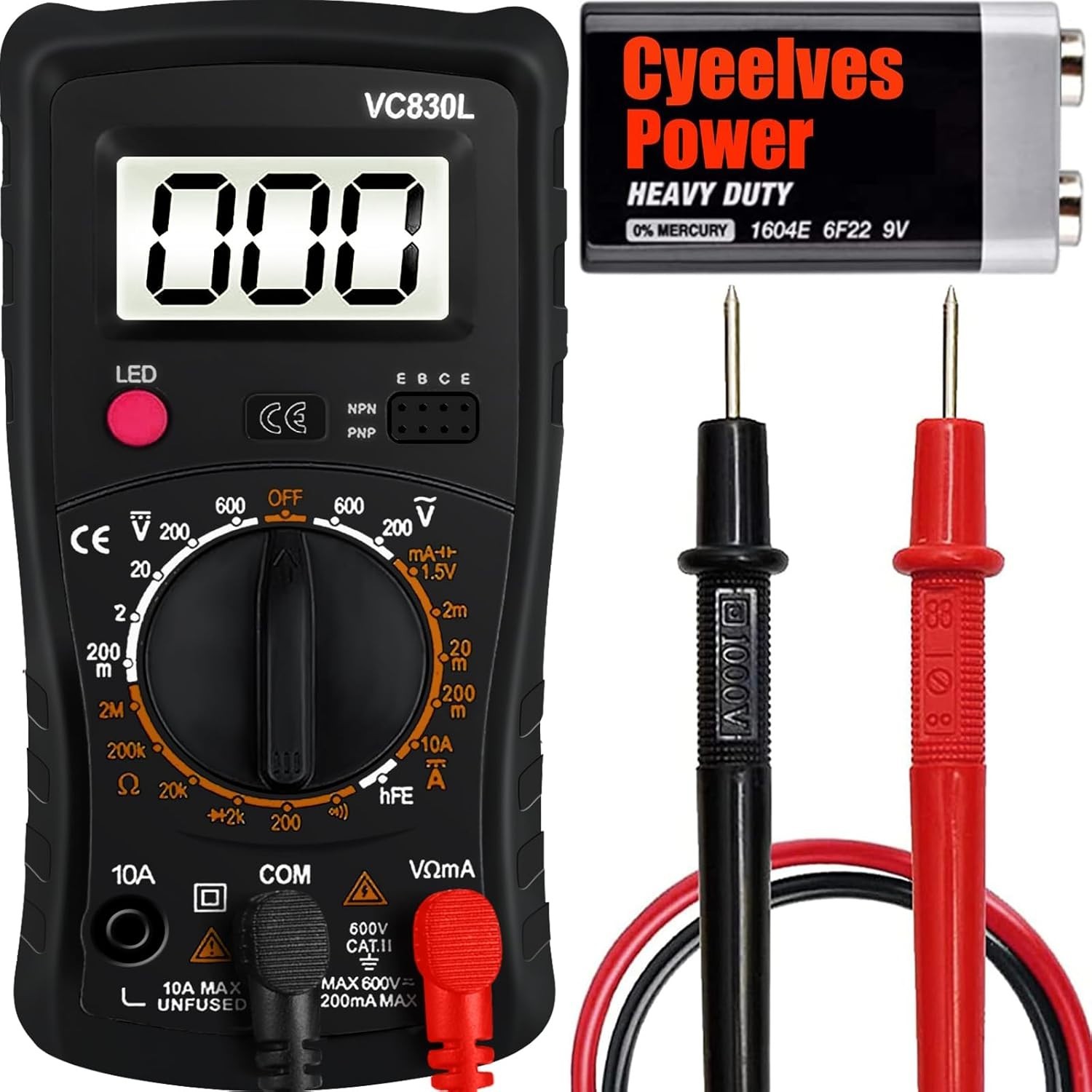 Versatile Pocket-Sized Multimeter with LCD Display for Electrical Measurements