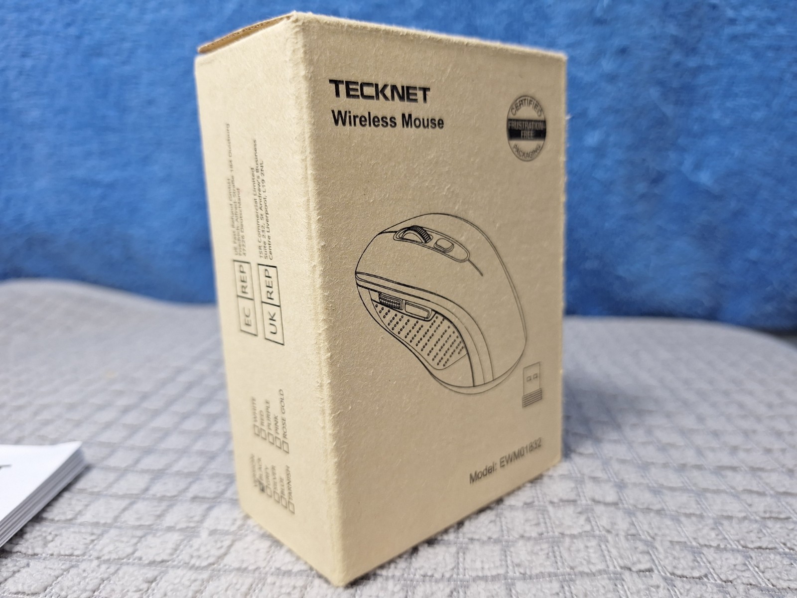 Portable Tecknet Bluetooth 2.4G Wireless Mouse 4800 DPI Black Computer Mouse