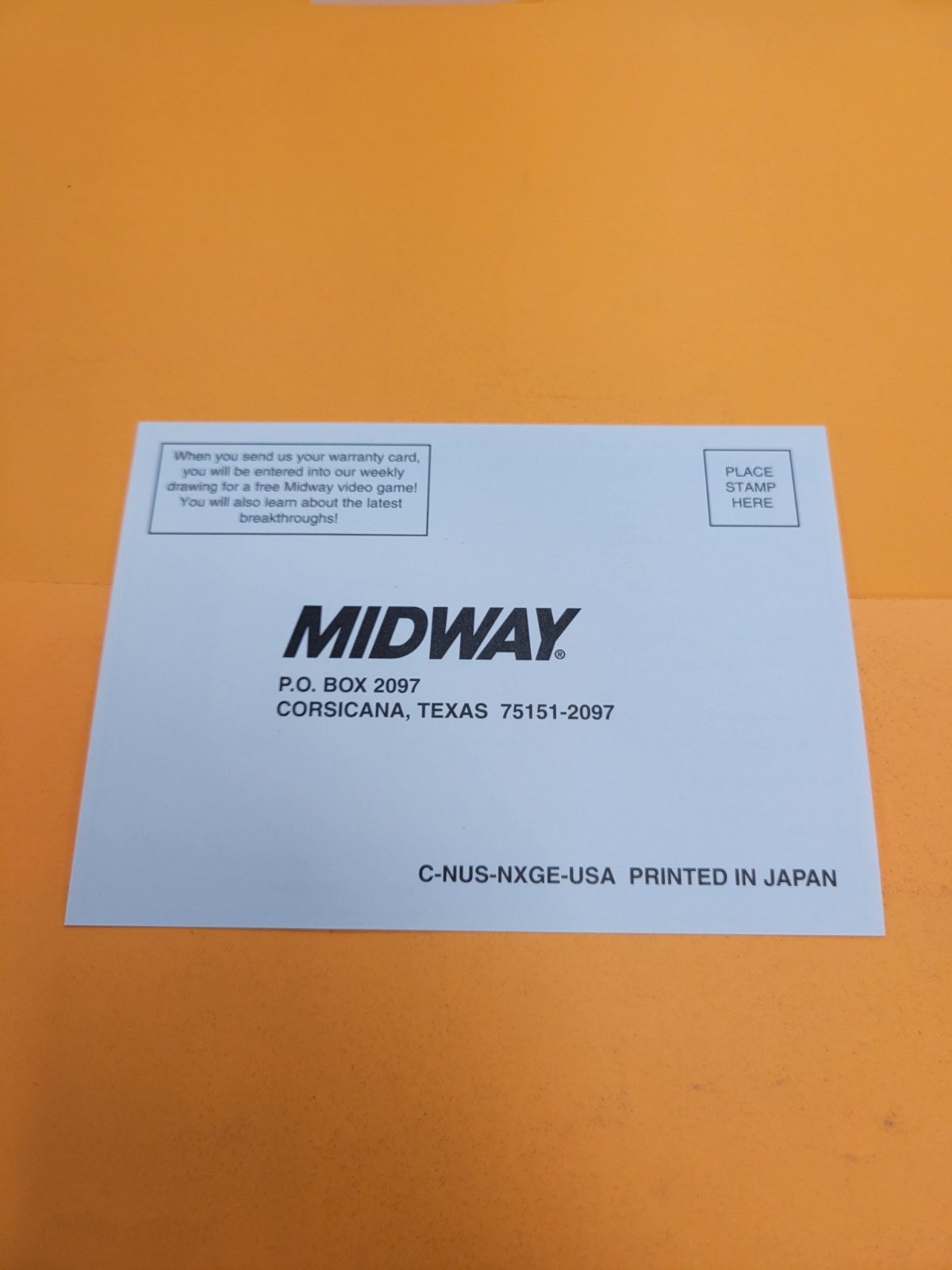 Midway Warranty Registration & Free Drawing Insert Card