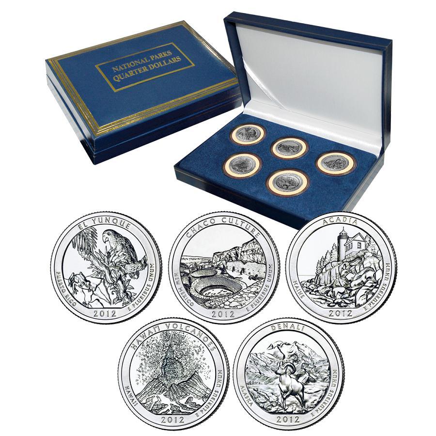 2012 Brilliant Uncirculated National Parks Quarter Set in Collectors Gift Box