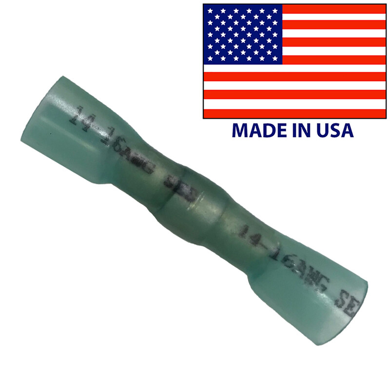 50 Blue MultiLink Crimp Solder & Seal 16-14 AWG Heat Shrink Butt Connectors USA