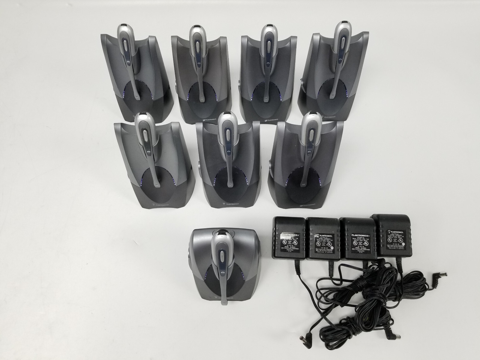 Lot of Plantronics Wireless Headsets CS50(x7) + CS55(x1) w/4 Adapters Parts