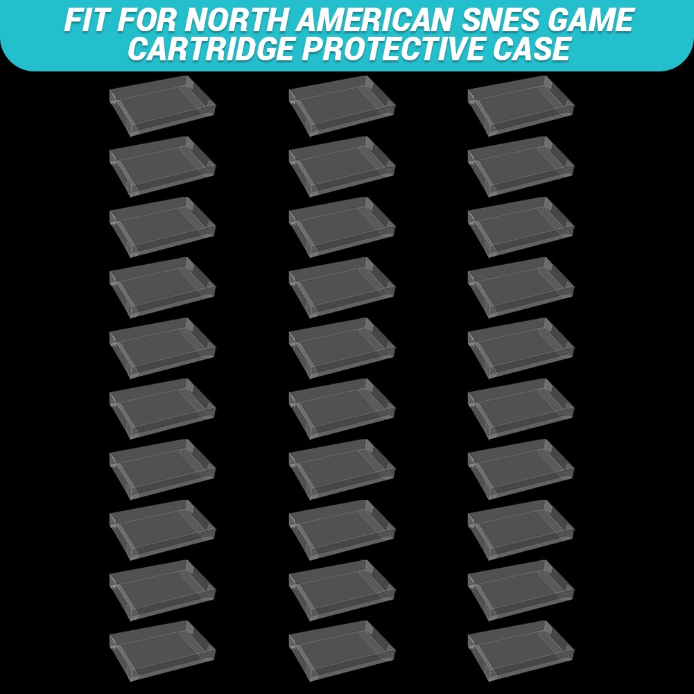 30PCS Clear Protector Storage Box for SNES Game Cartridge North American Version