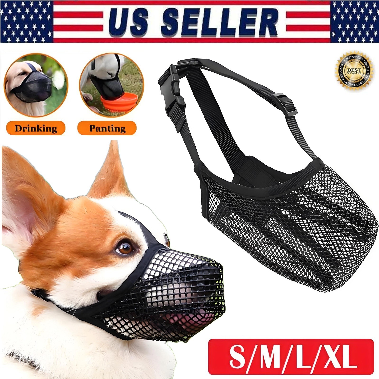 Pet Dog Nylon Muzzle Breathable Adjustable Anti-lick Anti-Biting Chewing Licking