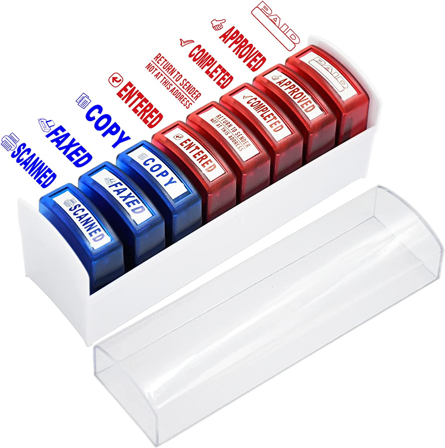 Self Inking Office Stamp Set for Approved Paid Completed Copy Faxed Scanned Stam