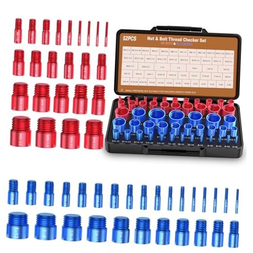 Thread Checker, Bolt Size Finder, 52 PCS Nut and Bolt Thread Checker 28 Inch