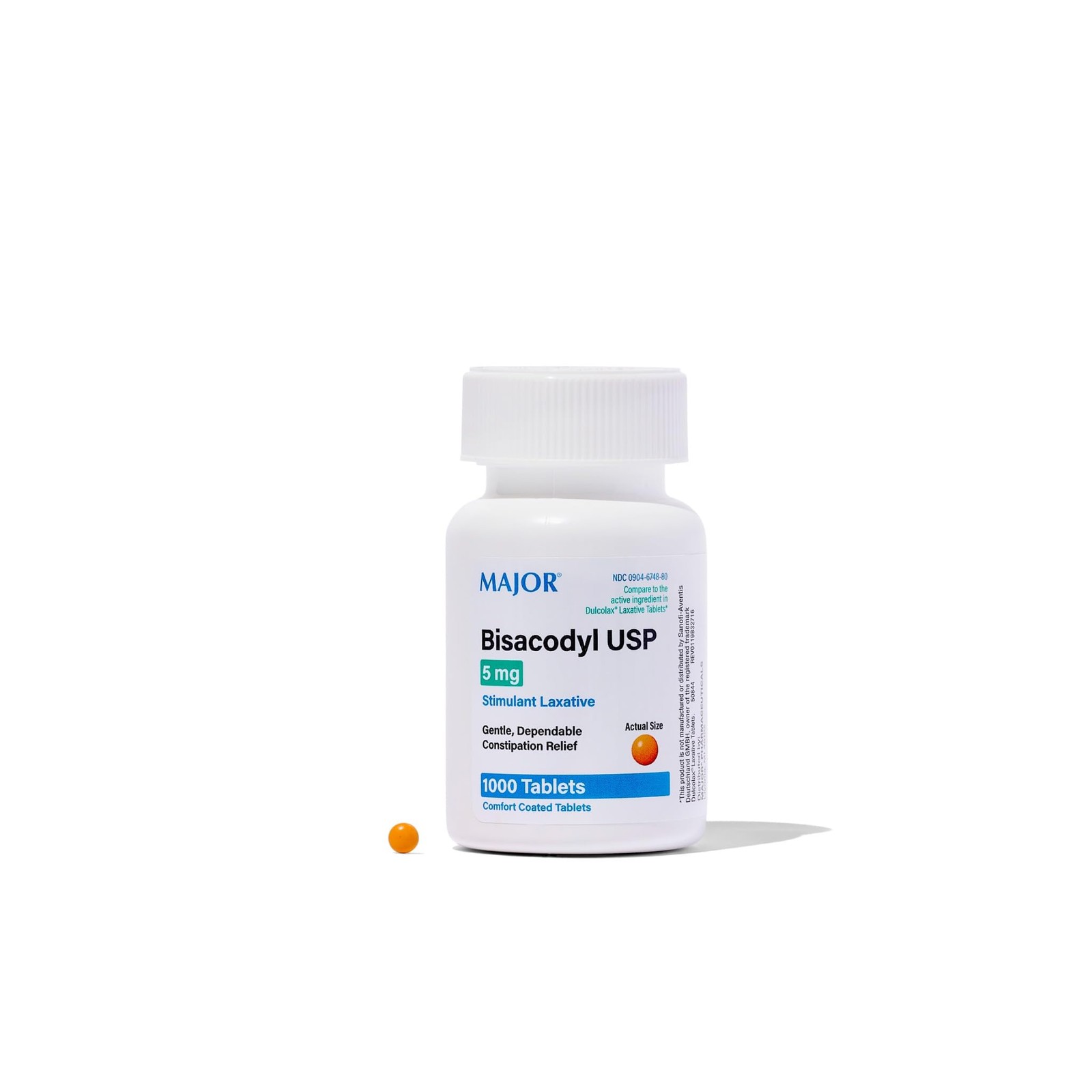 Major Bisacodyl 5mg Laxative Tablets for Adults Constipation Relief 1000 Count