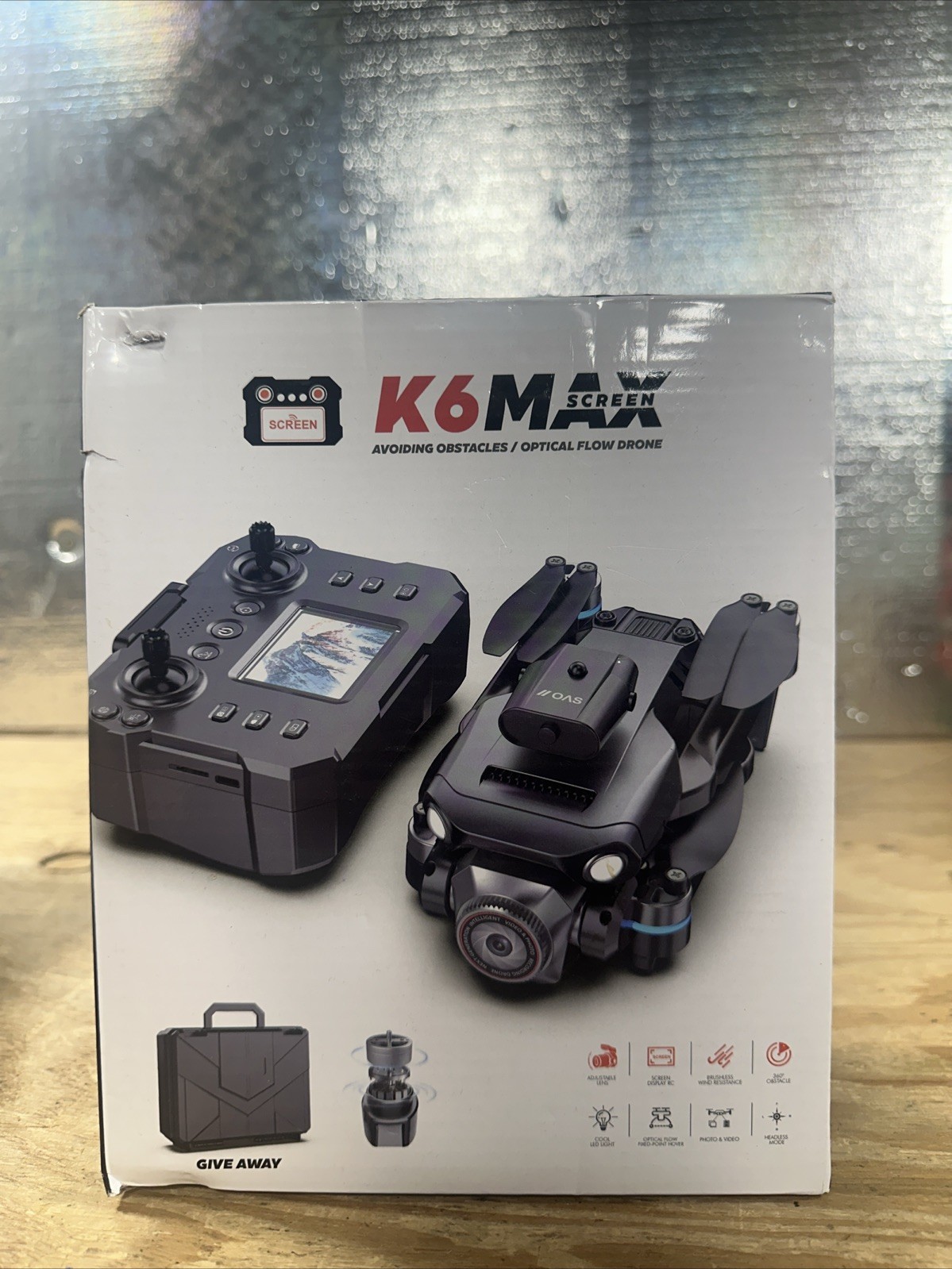 K6 Max Drone with Screen Controller with SD Card, Brushless Motor, 3 Batteries,
