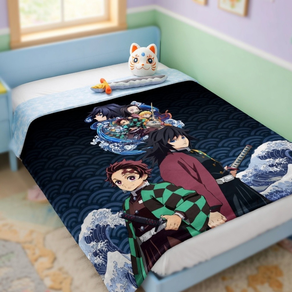 Fantasy Sword Warrior Flannel Blanket Soft Cozy Anime Throw Gift