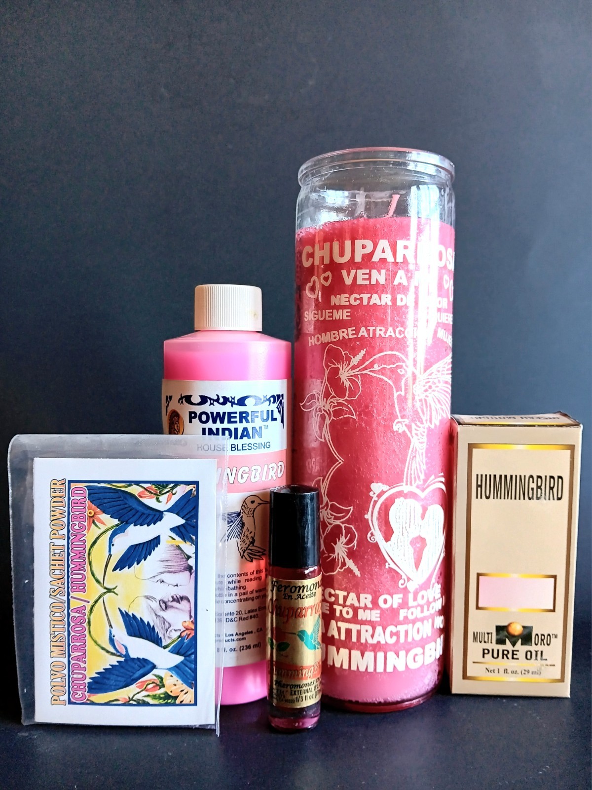 Love Attraction Hummingbird Spiritual Set 7-Day Candle/Oil/Powder/Wash/Body OIl