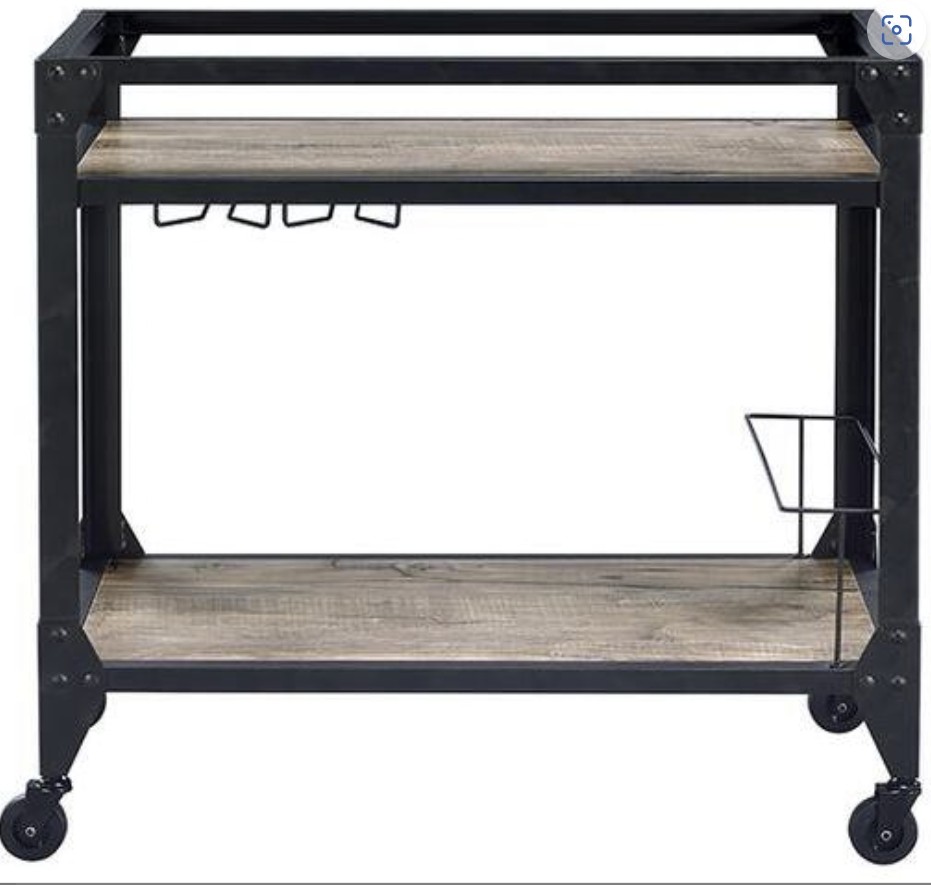 Jorgensen Rustic Oak & Charcoal Finish Serving Cart