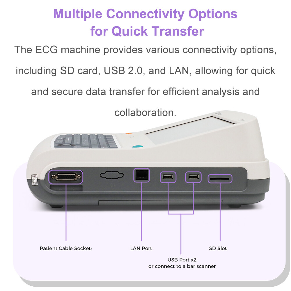 12 channel ECG Machine with interpretation for advisory diagnosis FDA approved
