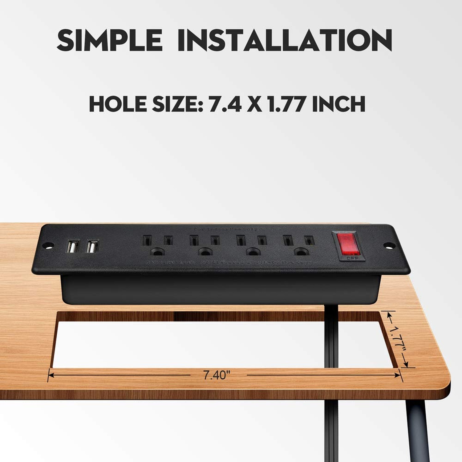 USB Power Strip Recessed Power Socket Mountable Outlet Extender Multiple Prot...