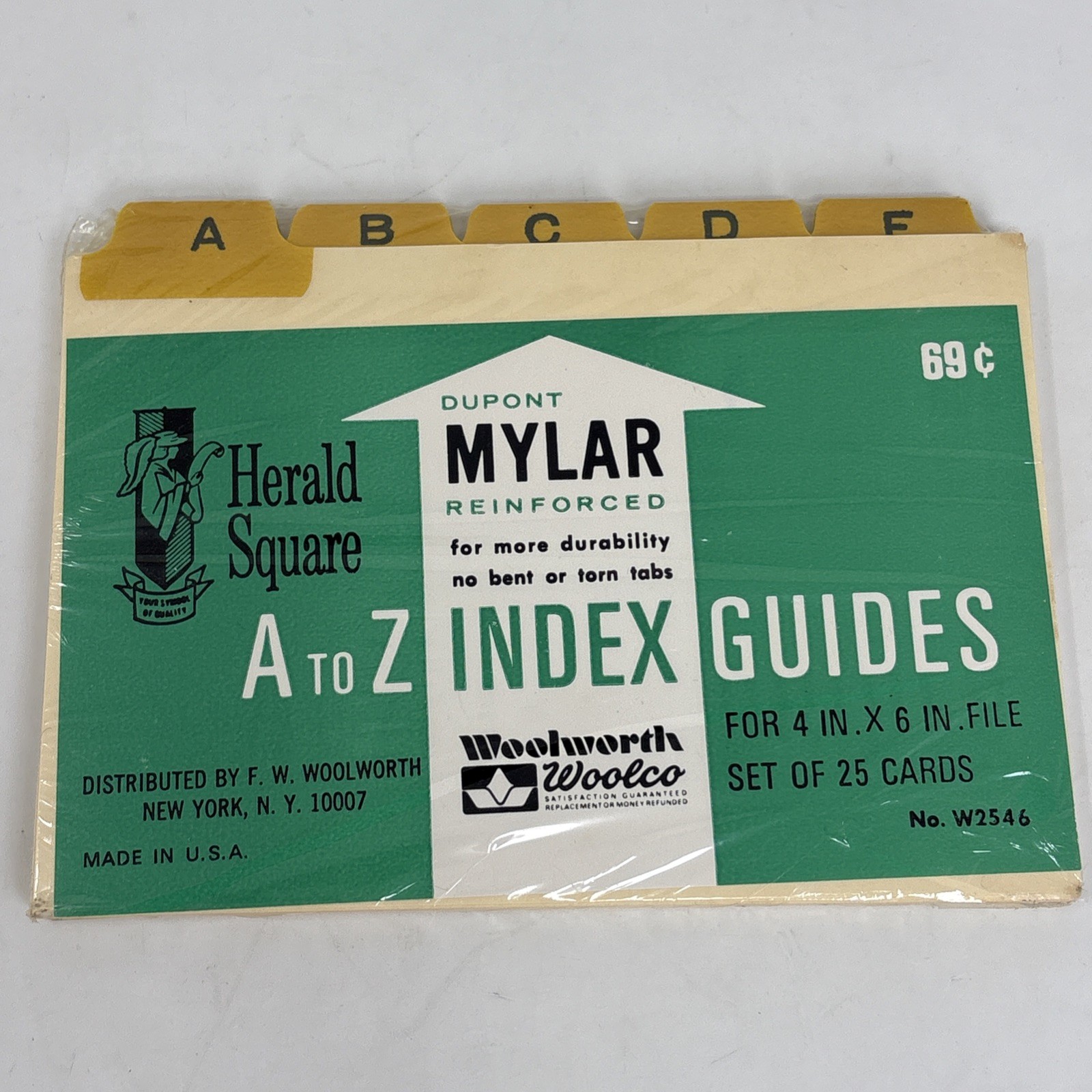 Sealed Vintage Herald Square DuPont Mylar A-Z Index Guides Woolworth 3x5 #W2535