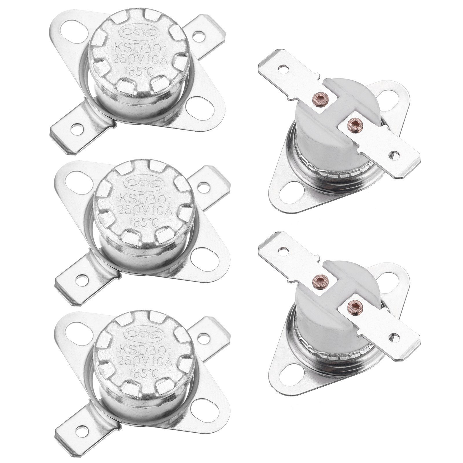 Temperature Control Switch Thermostat 185°C 10A N.C 6.3mm Pin 5 Pcs