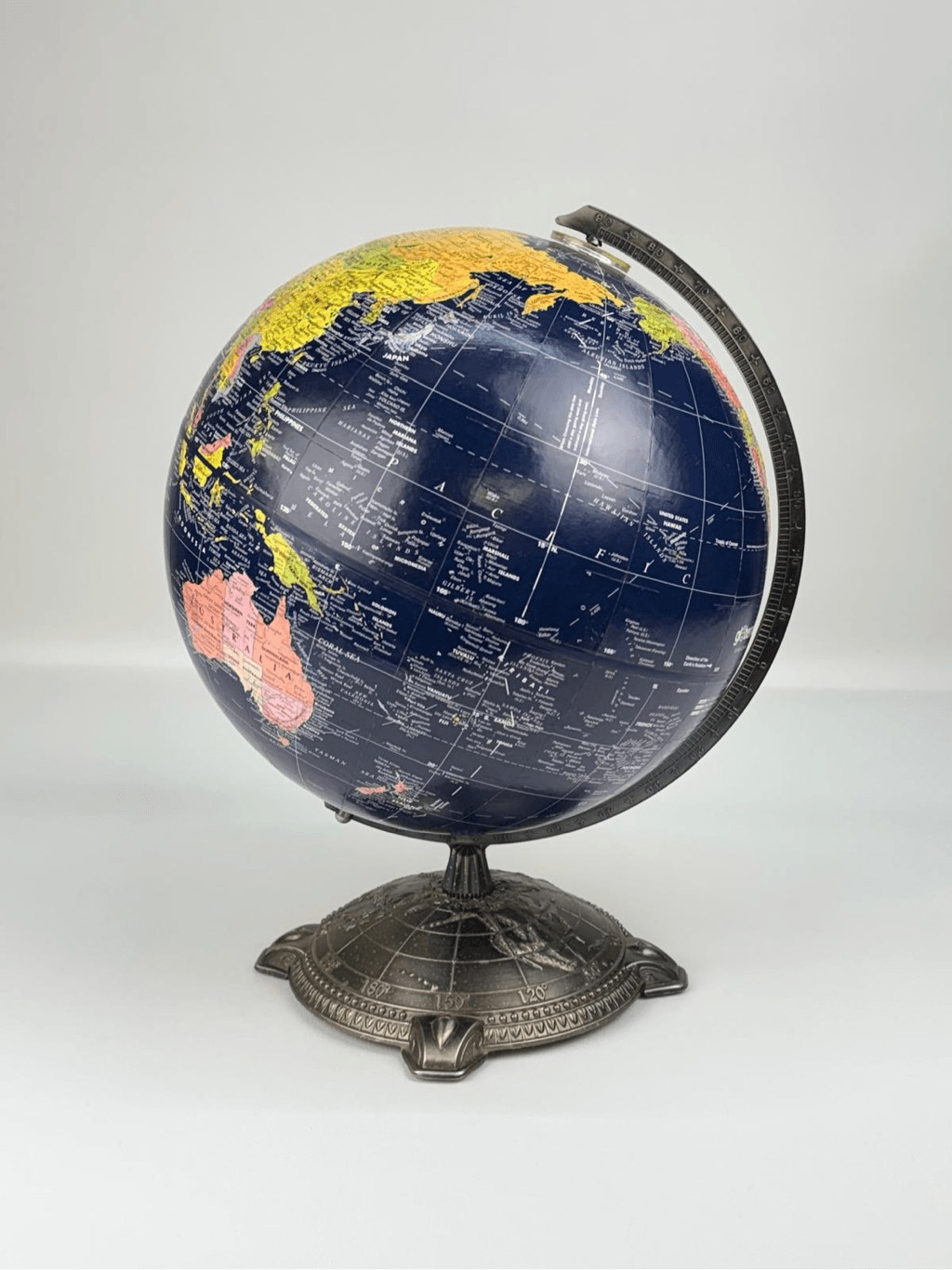 Globemaster Replogle World Globe Raised Relief Blue 12" Diameter w/ Metal Base