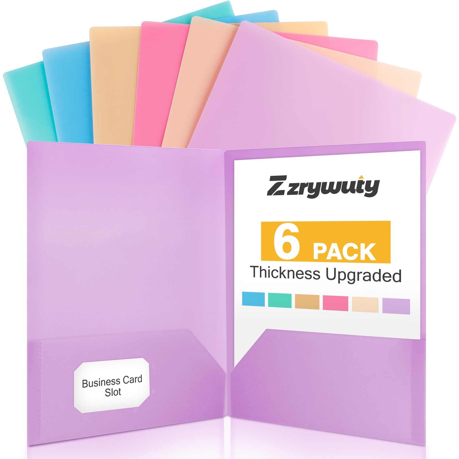 Zzrywuty Plastic Folders with Pockets,6 letter size, - 6pcs
