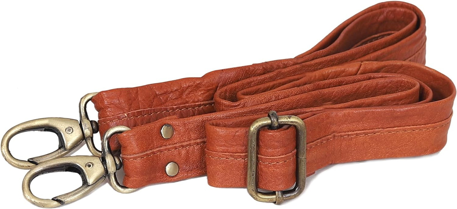 Leather Adjustable Padded Replacement Shoulder Strap with Metal Swivel Hooks for