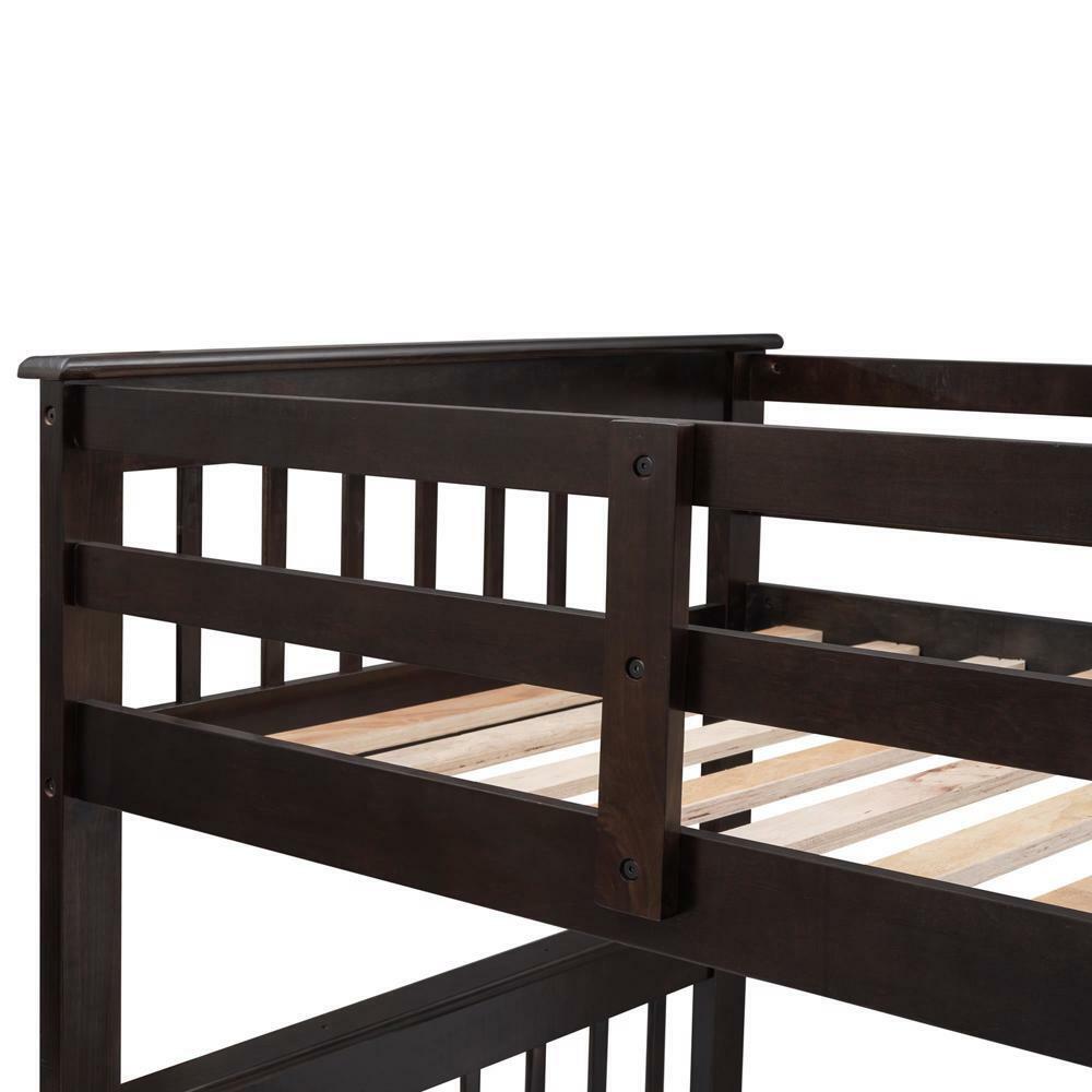 Maximized Storage Space Stairway Twin-over-Full Bunk Bed Espresso