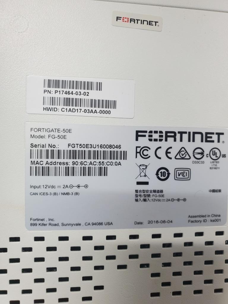 X57 ♻ Lot 9 - Fortinet FG-50E Fortigate-50E Network Security Firewall, 1 Adapter