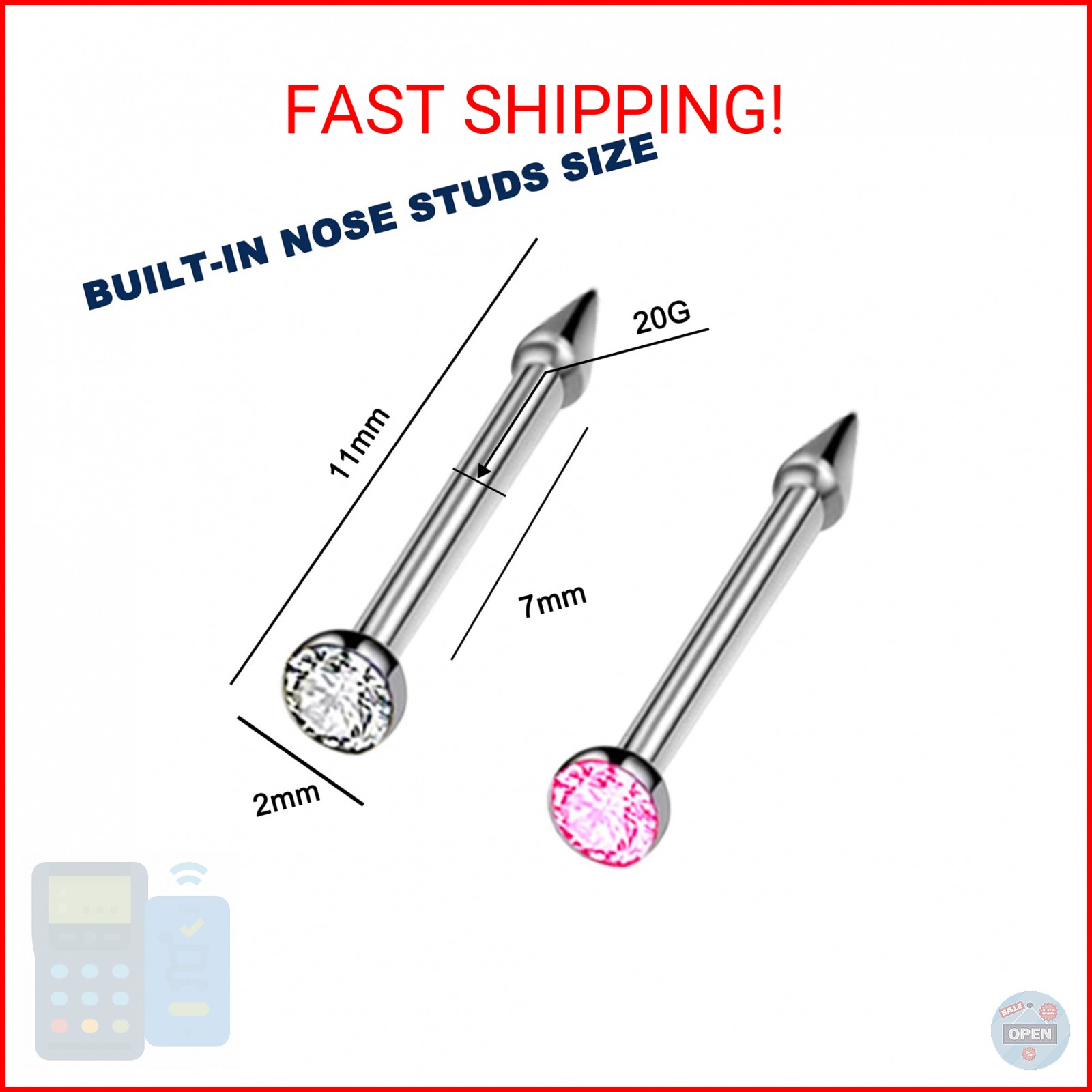 4-Pack Disposable Self Piercing Kit with Built-in Nose Studs, Very Safe Piercing