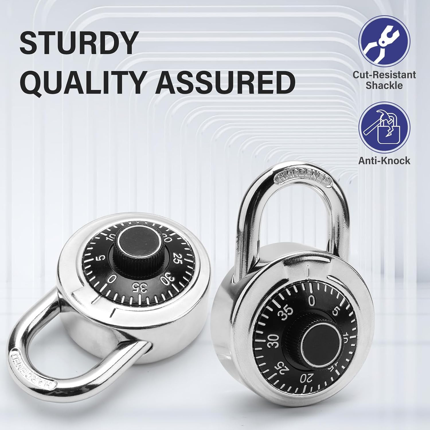 Mini Combination Padlock, 3-Dial Preset Code, Black, 1 Pack | Hardened Steel Sha
