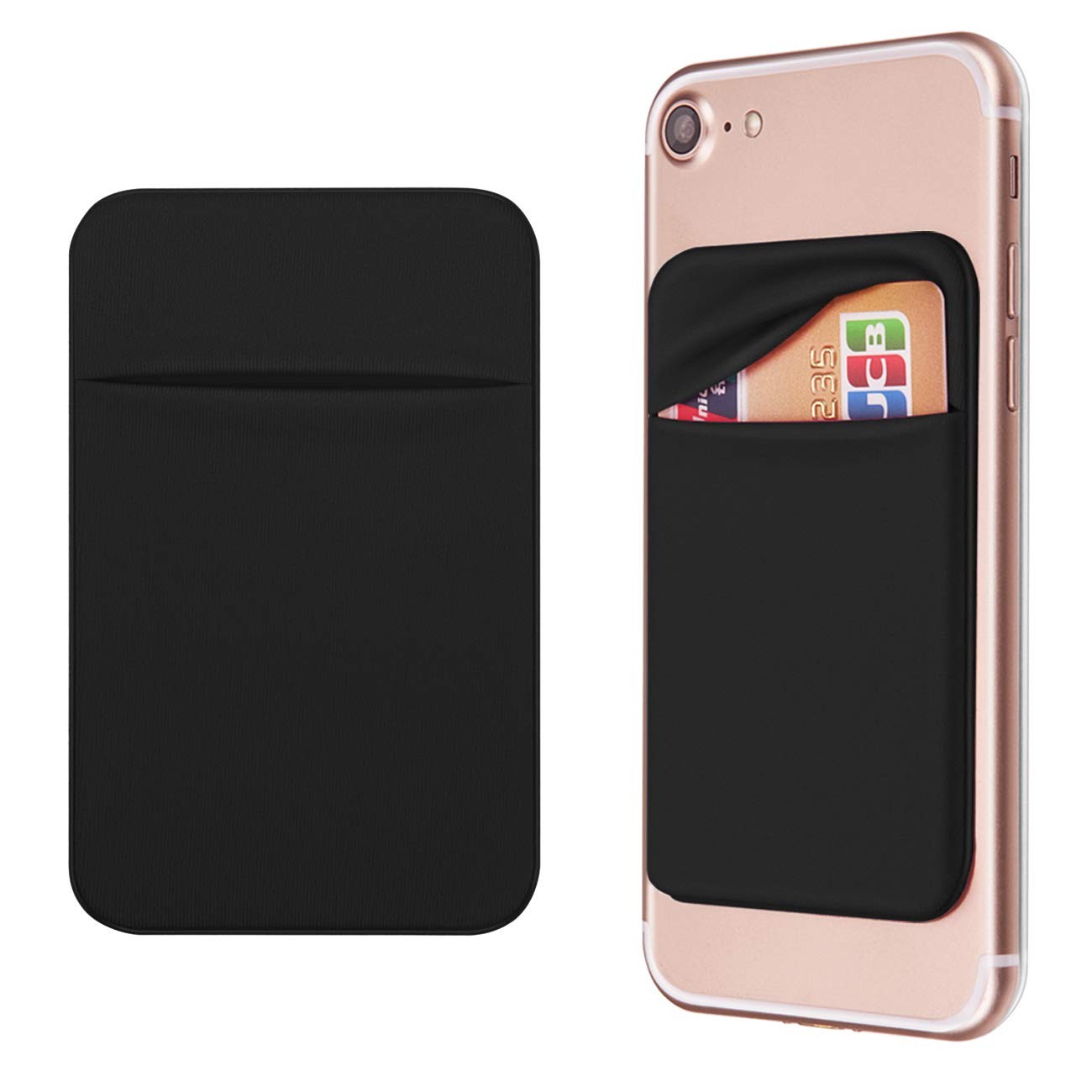 OBVIS Cell Phone Pocket Self Adhesive Card Holder Stick On Black（2pack）